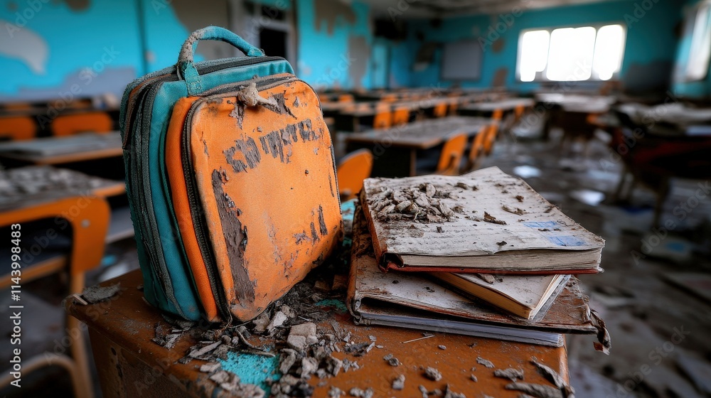 An abandoned classroom filled with dust and debris, showcasing a neglected educational environment, evokes feelings of nostalgia and loss in an abandoned place. An abandoned classroom filled with dust and debris, showcasing a neglected educational environment, evokes feelings of nostalgia and loss in an abandoned place.