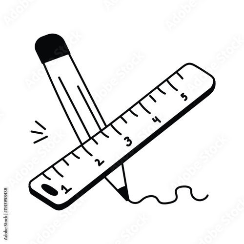 Icon of a drafting scale, ideal for technical and artistic drawings