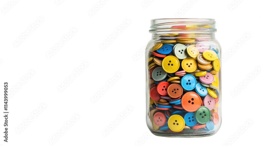Creative Display of Colorful Buttons in a Glass Jar for Crafting Projects and Home Decor Inspiration. Creative Display of Colorful Buttons in a Glass Jar for Crafting Projects and Home Decor Inspiration.