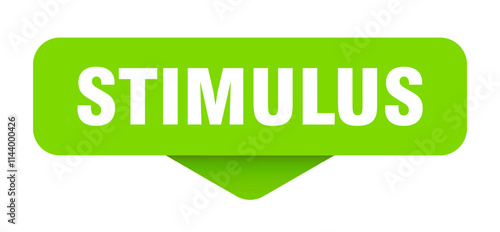 STIMULUS banner, button, label, sign