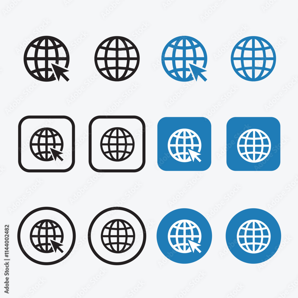 Globe Icon vector illustration, Go to web symbol icon, www symbol, Web icon, website, homepage icon set, earth clip art, globe symbol isolated white background Globe Icon vector illustration, Go to web symbol icon, www symbol, Web icon, website, homepage icon set, earth clip art, globe symbol isolated white background