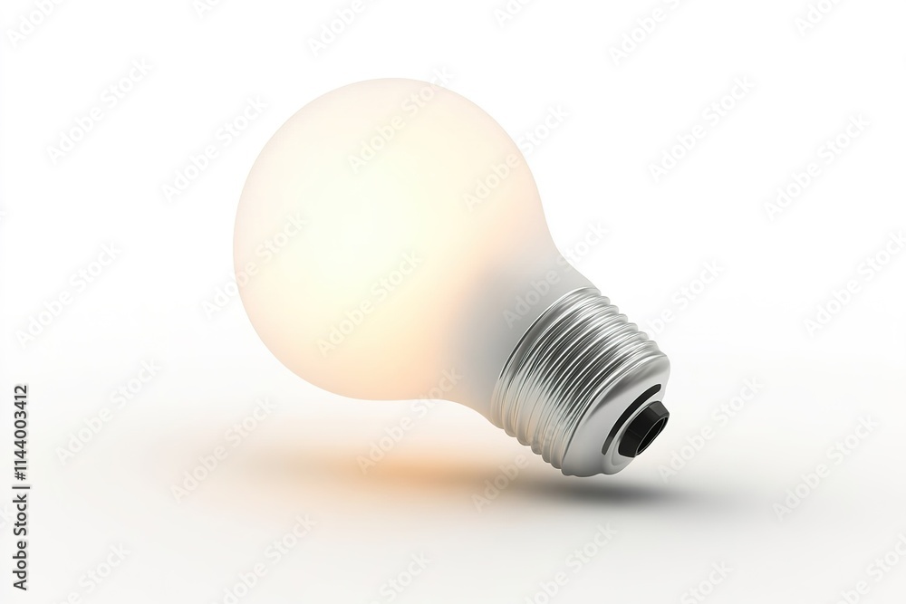 glowing light bulb on plain white background soft glow casting faint shadows on surface glowing light bulb on plain white background soft glow casting faint shadows on surface
