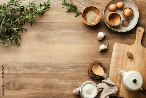 Wallpaper Mural Kitchen countertop with fresh ingredients and utensils ready for cooking Torontodigital.ca