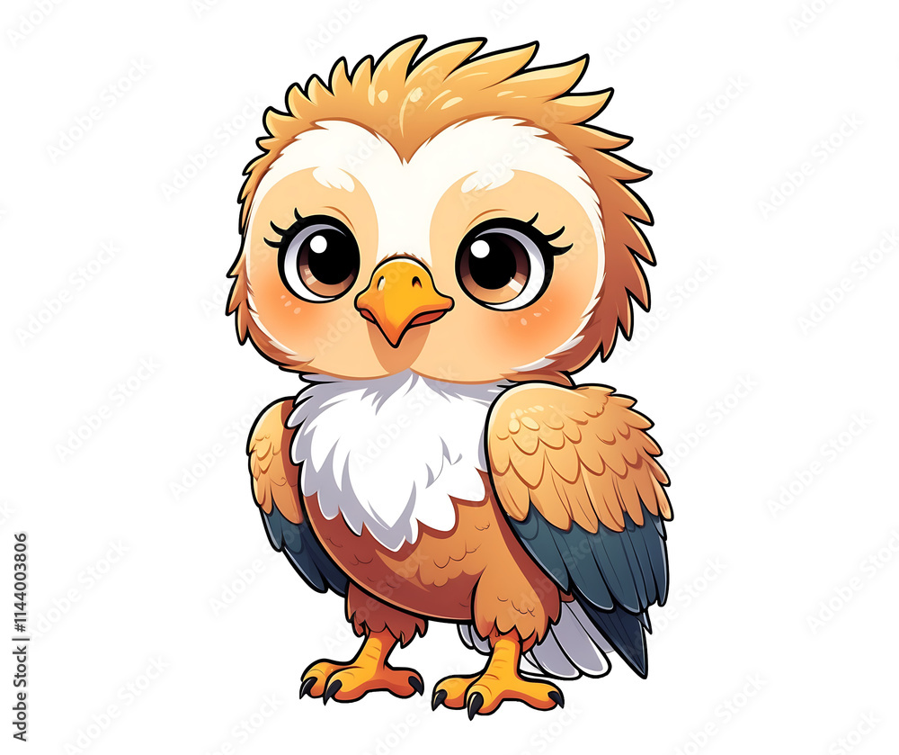 Cute Kawaii Eagle Cartoon with Big Eyes Cute Kawaii Eagle Cartoon with Big Eyes