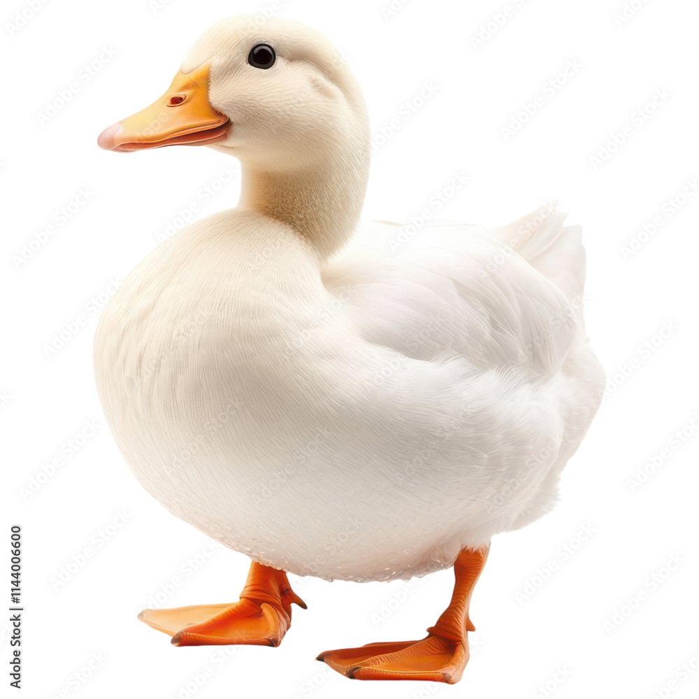 White Pekin Duck Isolated on White Background for Creative Projects on Transparent PNG background White Pekin Duck Isolated on White Background for Creative Projects on Transparent PNG background