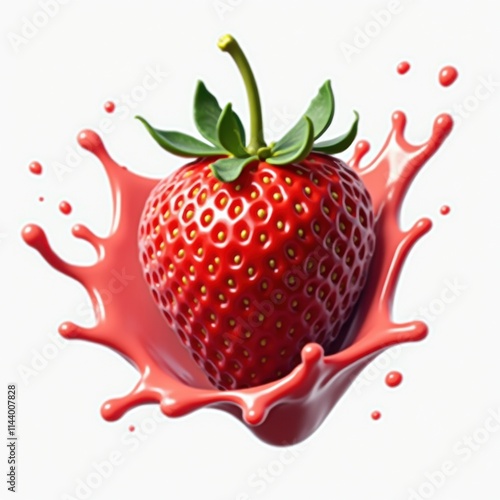 A fresh, red strawberry splashing into water, creating a vibrant and dynamic image.