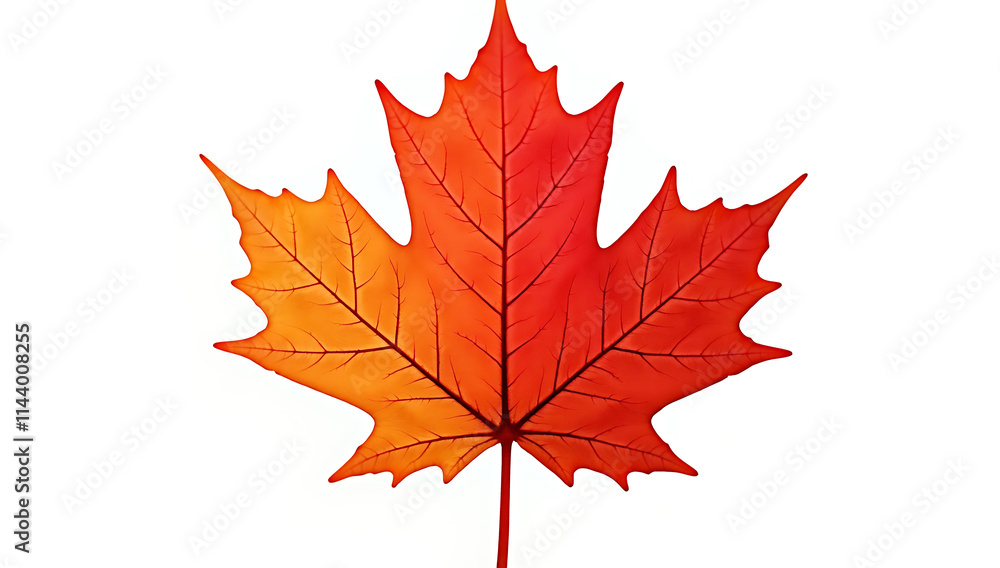 Maple autumn leaf, Vibrant red maple leaf, Autumn colors, Detailed vein structure, High contrast, White background Maple autumn leaf, Vibrant red maple leaf, Autumn colors, Detailed vein structure, High contrast, White background