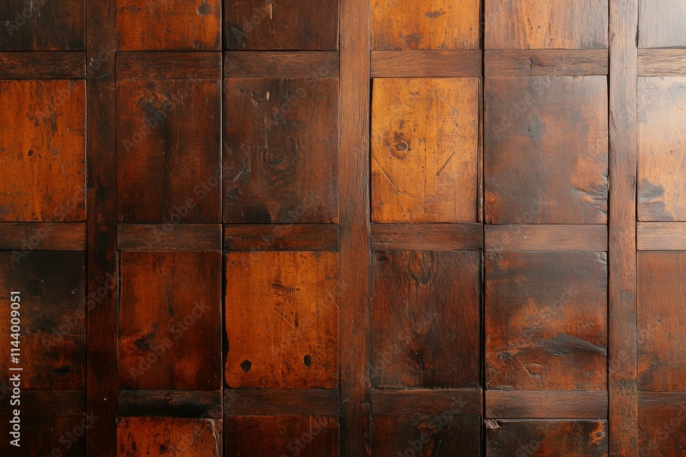 Rustic wooden wall panels create a warm ambiance in a cozy interior space at dusk Rustic wooden wall panels create a warm ambiance in a cozy interior space at dusk