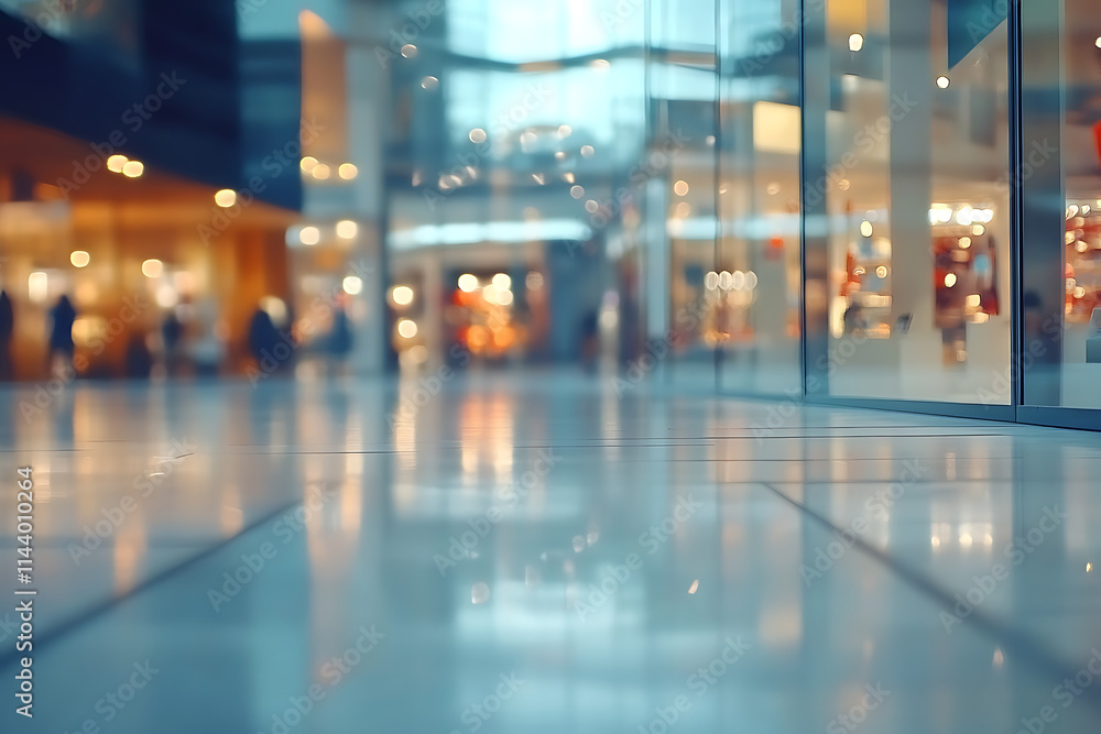 Blurred Background of an Indoor Shopping Mall with Glass Displays Blurred Background of an Indoor Shopping Mall with Glass Displays