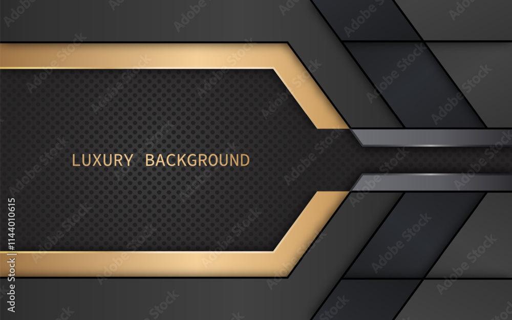 Abstract premium black and gold geometric on a dark background. Luxury and elegant background with copy space. Vector illustration Abstract premium black and gold geometric on a dark background. Luxury and elegant background with copy space. Vector illustration