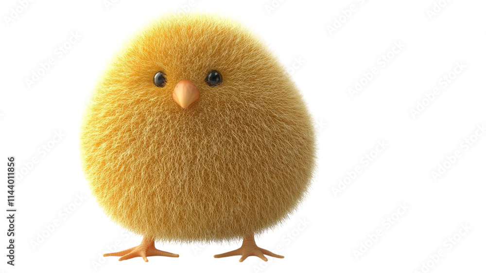 Cute, fluffy yellow chick standing on a transparent background, showcasing its round shape and bright features in a playful pose. Cute, fluffy yellow chick standing on a transparent background, showcasing its round shape and bright features in a playful pose.