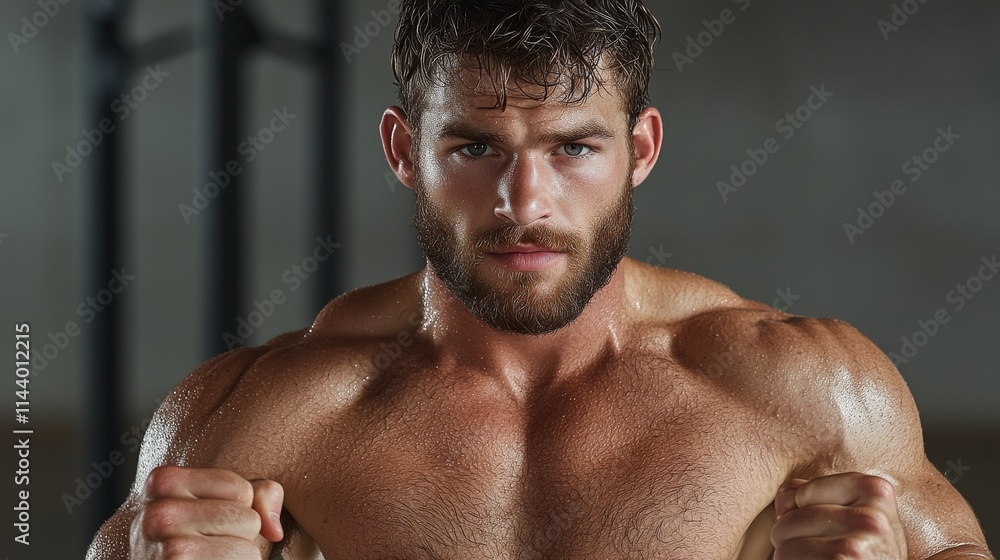 Obraz premium Bearded Man Embraces Fitness Journey