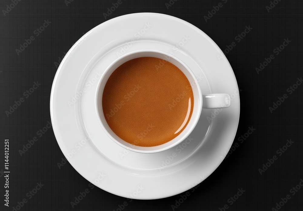 Hot Coffee in White Cup on Black Background for Cozy Vibes Hot Coffee in White Cup on Black Background for Cozy Vibes