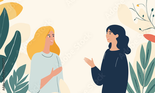 Two women are talking to each other