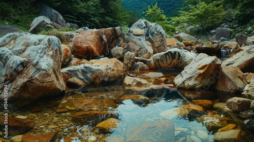 Wallpaper Mural Big rocks piled up and waterlogged, very beautiful. Mountain Torontodigital.ca