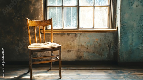 Wallpaper Mural Wooden chair sits quietly near window wide shot photo.. AI Generated Torontodigital.ca