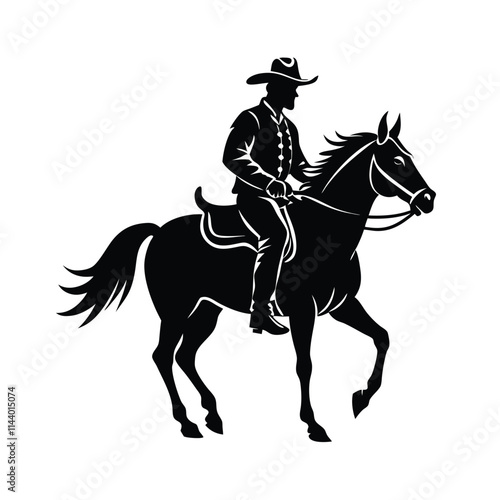 cowboy riding horse silhouette