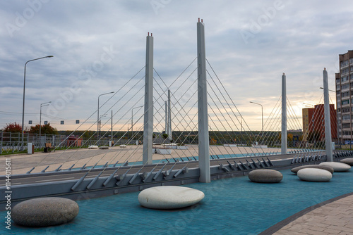 Model of a bridge in a park in Cherepovets, Vologda region, Russia