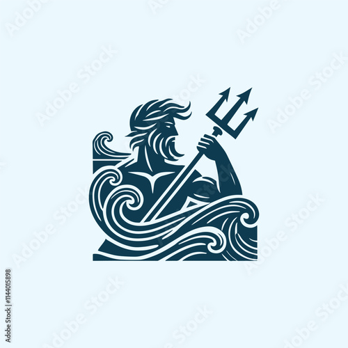 wave poseidon god logo