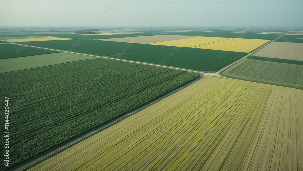 Obraz premium High-resolution minimalist view of a vibrant agricultural landscape in Phoenix featuring colorful crop fields