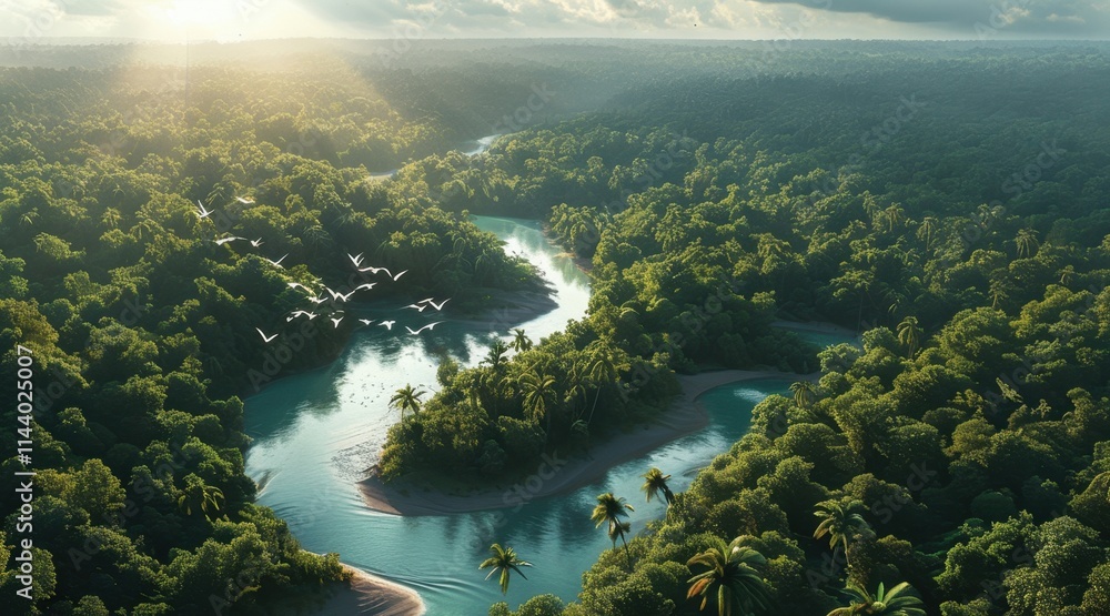 Harmony of Tropical River from Above. Harmony of Tropical River from Above.
