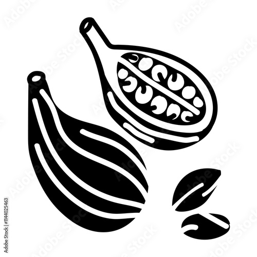 Whole cardamom, in section, seeds. Vector graphics with the image of fragrant spices. A black and white hand-drawn illustration. On a white. Great for cooking recipes, menus, posters or labels.