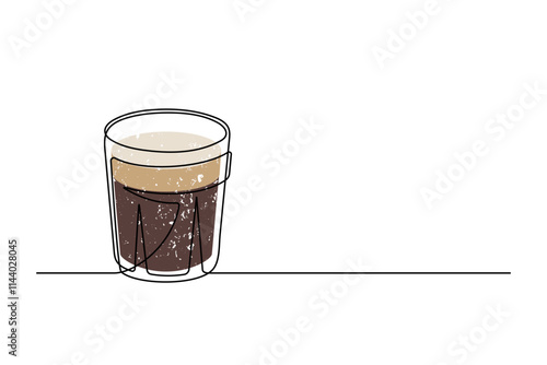 Сontinuous one line drawing of Irish coffee martini isolated on white background. Cocktail drink thin line. Vector illustration