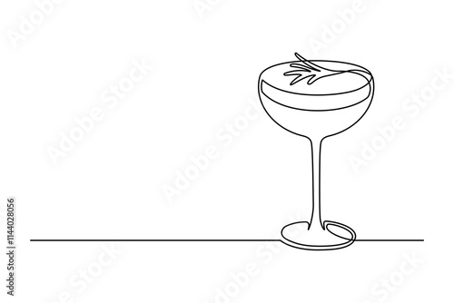 Сontinuous one line drawing of cocktail drink isolated on white background. Cocktail drink thin line. Vector illustration