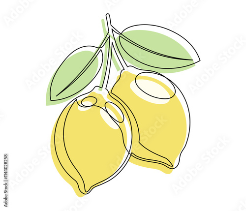Yellow lemons with leafs isolated on white background