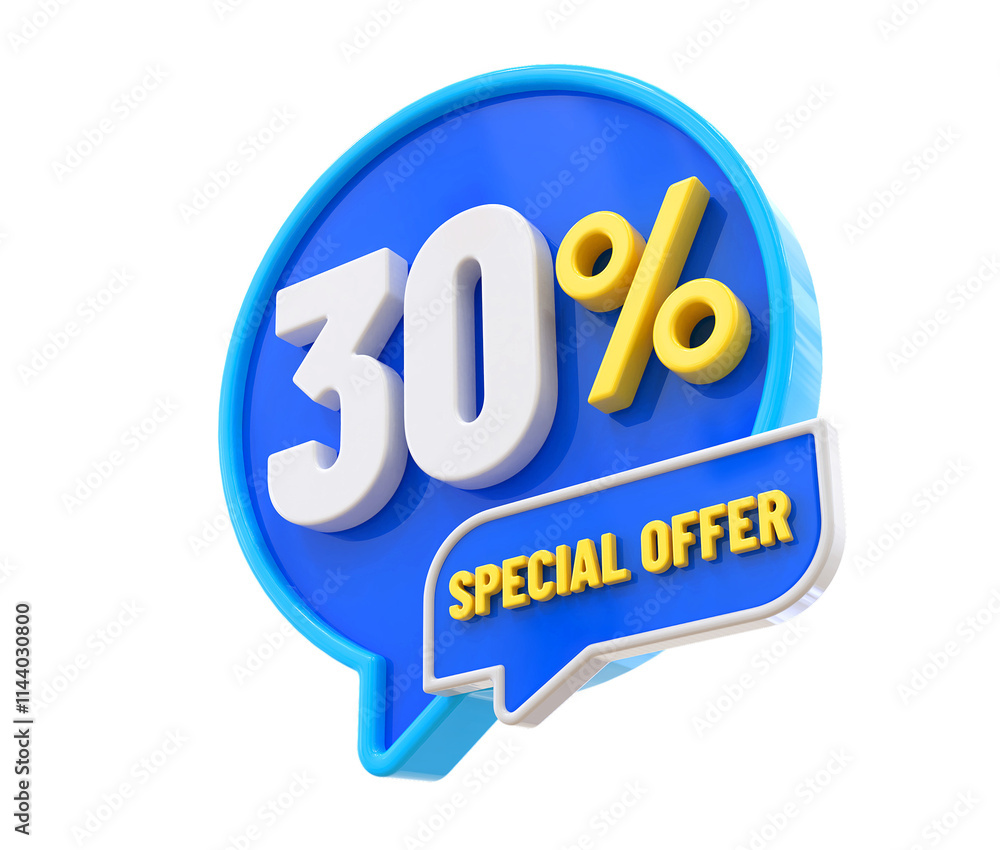 30 Percent Special Offer Blue 3D Label 30 Percent Special Offer Blue 3D Label