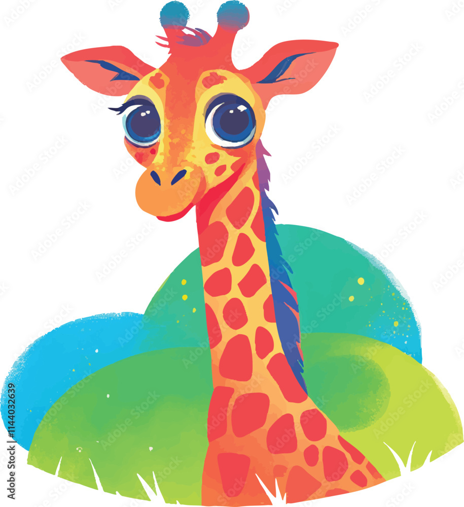 Fototapeta premium illustration of a vibrant-colored Giraffe, perfect for a children or kid theme