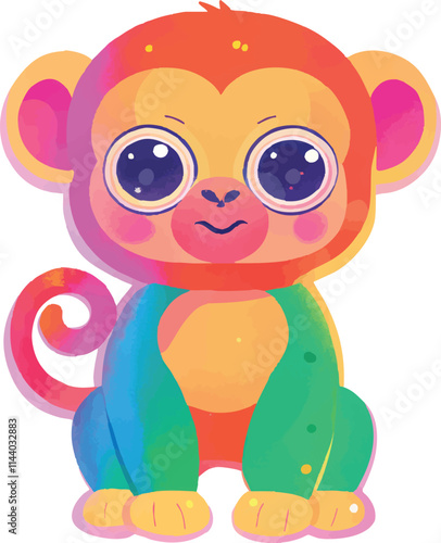 illustration of a cheerful, vibrant-colored monkey, perfect for a children or kid theme