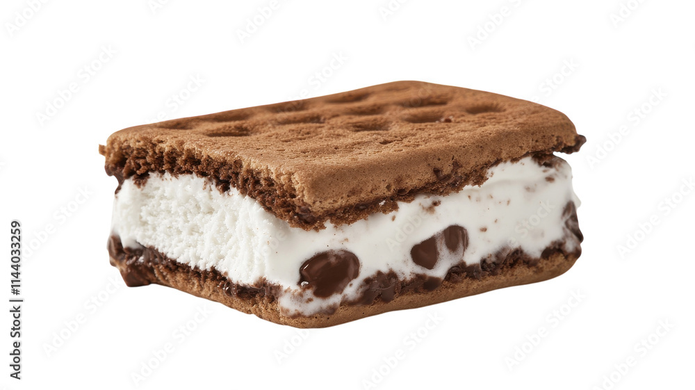Delicious Half Eaten Ice Cream Sandwich on a White Background Perfect for Dessert Lifestyle Blogs and Social Media Posts. Delicious Half Eaten Ice Cream Sandwich on a White Background Perfect for Dessert Lifestyle Blogs and Social Media Posts.