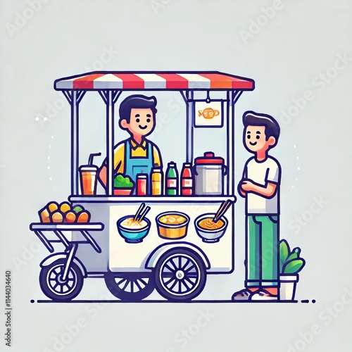 illustration of a cart vendor selling food