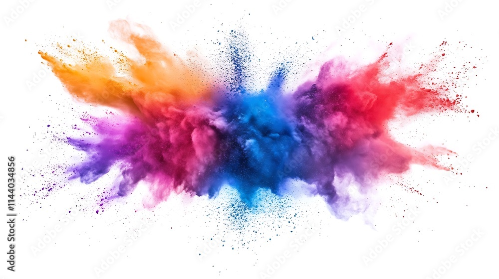 A close up of a colored powder cloud on a white background. AI Generated A close up of a colored powder cloud on a white background. AI Generated