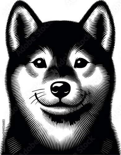 Shiba Inu Head vector black silhouette cricut design for T-shirt