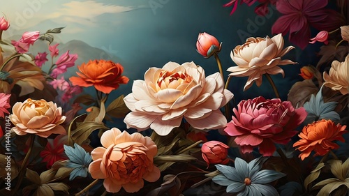 Wallpaper Mural Beautiful vintage flowers wallpaper fantasy background Torontodigital.ca