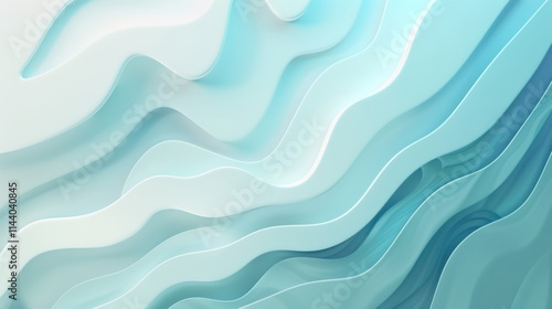 A 3D wavy background with blue and white gradients is used to create a sense of technology and modernity for the conference