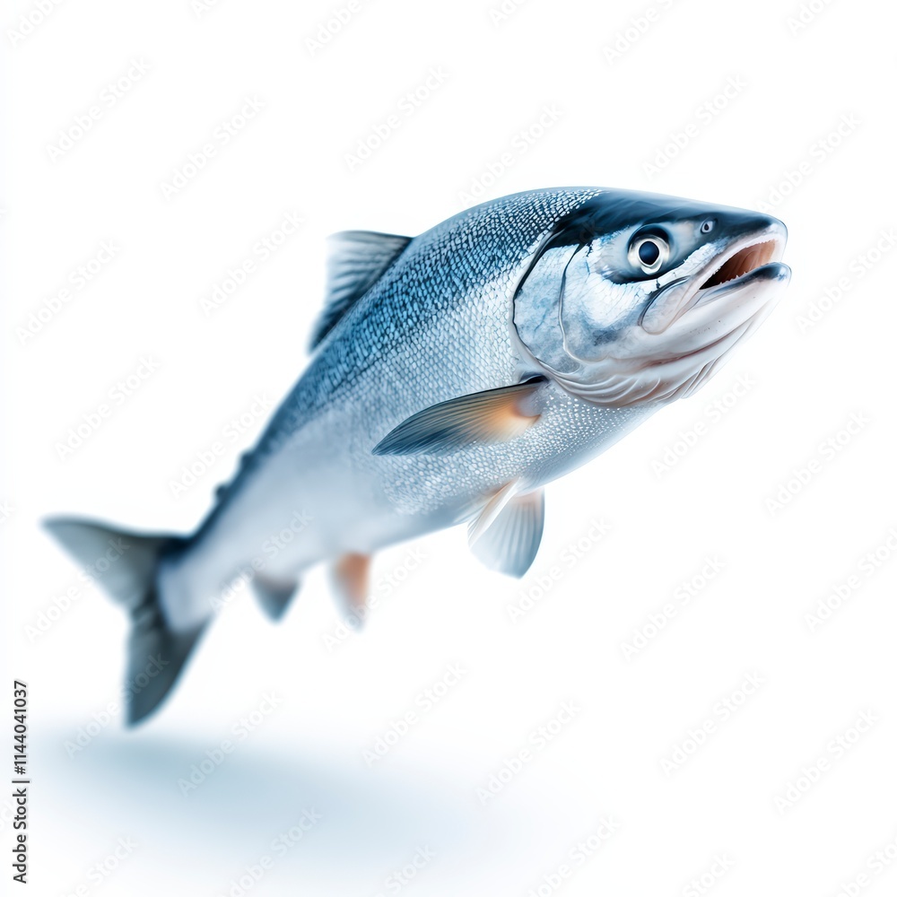 Wild salmon swimming in the ocean nature scene underwater viewpoint natural habitat Wild salmon swimming in the ocean nature scene underwater viewpoint natural habitat