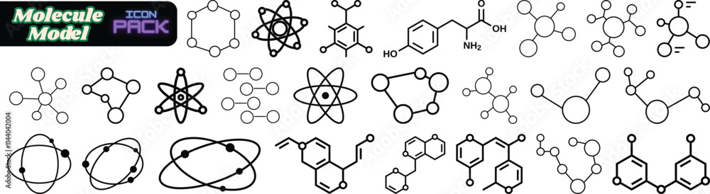 Molecule Model Related Editable Line Icons Pack Molecule Model Related Editable Line Icons Pack