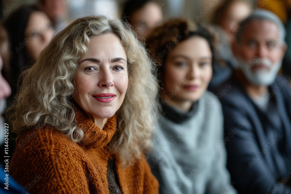 Fototapeta premium Community gathering connects diverse tenants in shared discussion and bonding. Generative AI
