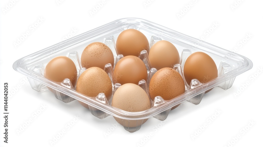 Fresh Organic Brown Eggs in Clear Plastic Tray Ready for Use Cooking or Baking Fresh Organic Brown Eggs in Clear Plastic Tray Ready for Use Cooking or Baking