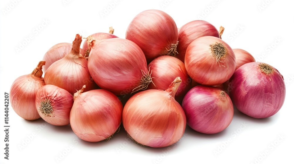 fresh red and purple onions piled together on a clean white background showcasing their natural shine and vibrant colors fresh red and purple onions piled together on a clean white background showcasing their natural shine and vibrant colors