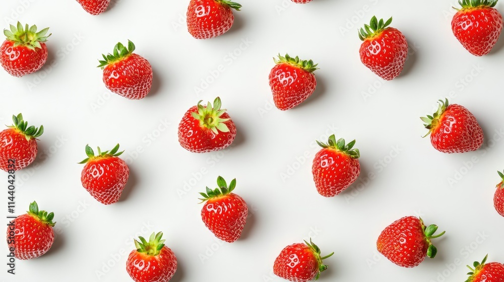 Vibrant assortment of fresh strawberries arranged on a clean white background showcasing their natural beauty and rich color. Vibrant assortment of fresh strawberries arranged on a clean white background showcasing their natural beauty and rich color.
