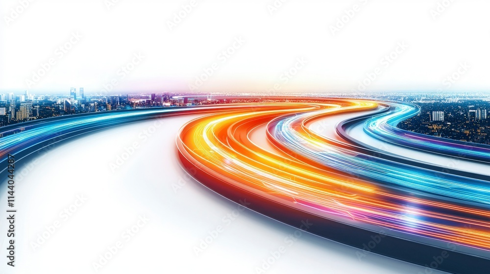 Futuristic Cityscape with Glowing Light Trails. Futuristic Cityscape with Glowing Light Trails.