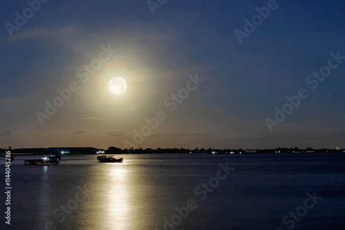 Moonlit night on the Hau River