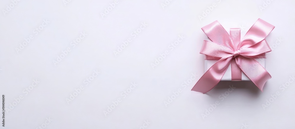 Elegant pink gift box adorned with a satin ribbon and bow on a clean white background perfect for celebrations and special occasions. Elegant pink gift box adorned with a satin ribbon and bow on a clean white background perfect for celebrations and special occasions.