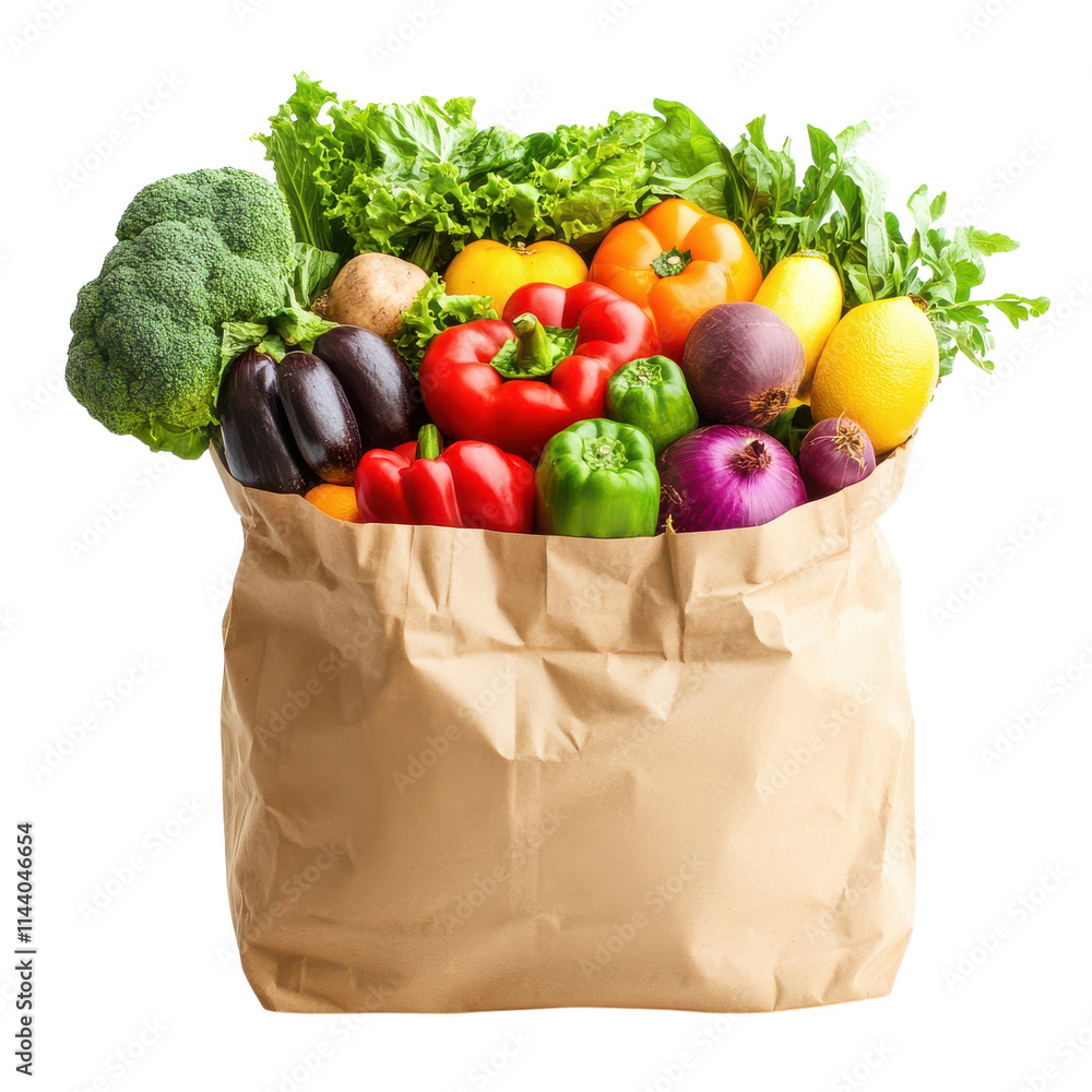 Assortment of Fresh Fruits and Vegetables in a Brown Paper Bag for Healthy Eating Transparent Background Assortment of Fresh Fruits and Vegetables in a Brown Paper Bag for Healthy Eating Transparent Background