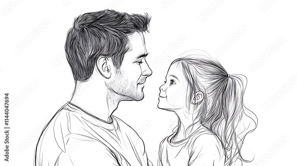 Loving father gently views daughter digital drawing. AI Generated Loving father gently views daughter digital drawing. AI Generated
