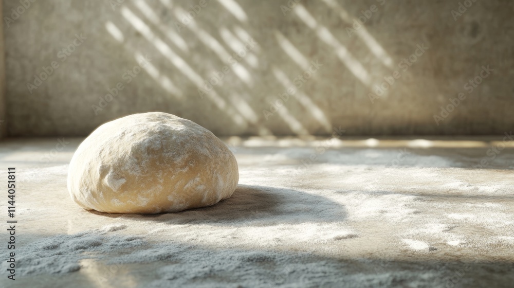 Fresh Pizza Dough Ready for Toppings in Sunlit Kitchen - 3D Illustration Fresh Pizza Dough Ready for Toppings in Sunlit Kitchen - 3D Illustration